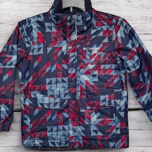COLUMBIA BOYS WATERPROOF JACKET. ZIP-IN WINDPROOF, ZIPPERED POCKETS JACKET.